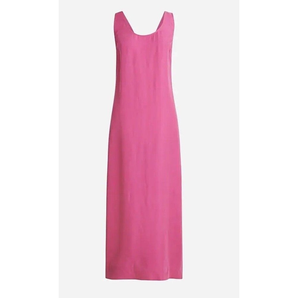 J.‎ Crew Scoopneck cupro-blend slip dress Neon Flamingo Sz XXS